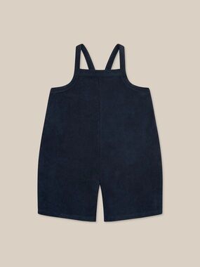 Organic Zoo Navy Terry Cropped Dungarees 1-2Y